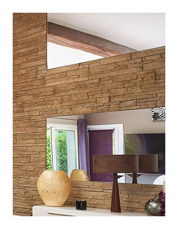 Mur en parement avec miroir intégrées